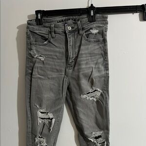 American Eagle Outfitters Women's Distressed Grey Jeans